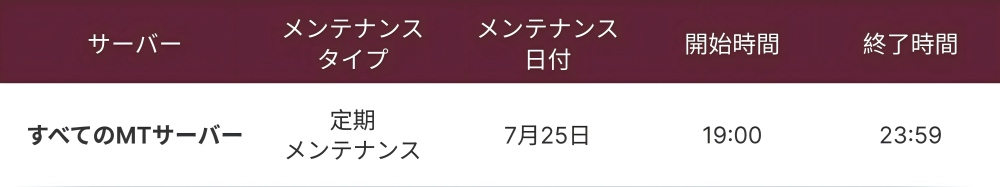運用およびメンテナンスに関するお知らせ